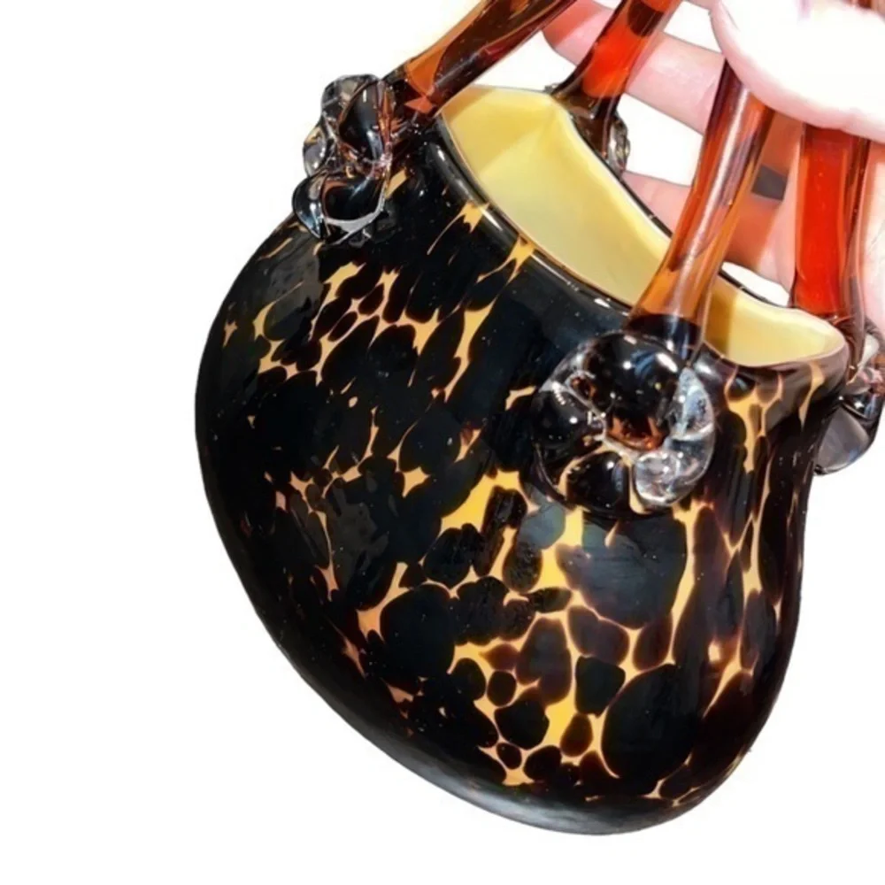 Halle‎ Art 1990’s Hand Blown Glass Tortoise Art Deco Purse Vase Figurine